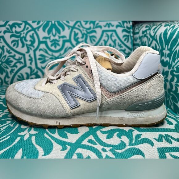 New Balance 574 Peach, Gray, Tan Neutral Sneakers Size 7.5 - Picture 6 of 12